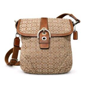 Vintage Y2K Coach Soho Mini Signature Jacquard Crossbody Khaki Brown Bag Auth